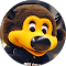 A mascot of a monkey wearing a black shirt